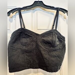 Size M, NWT, Denim & Supply Ralph Lauren Black Eyelet Crop Top